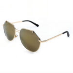 Cut Off Metal Mirrored Sunglasses Gold Frame Gold Lens