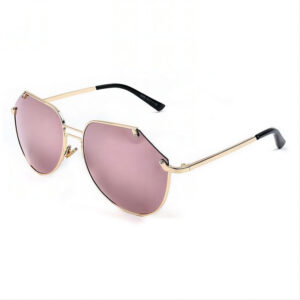 Cut Off Metal Mirrored Sunglasses Gold Frame Pink Lens
