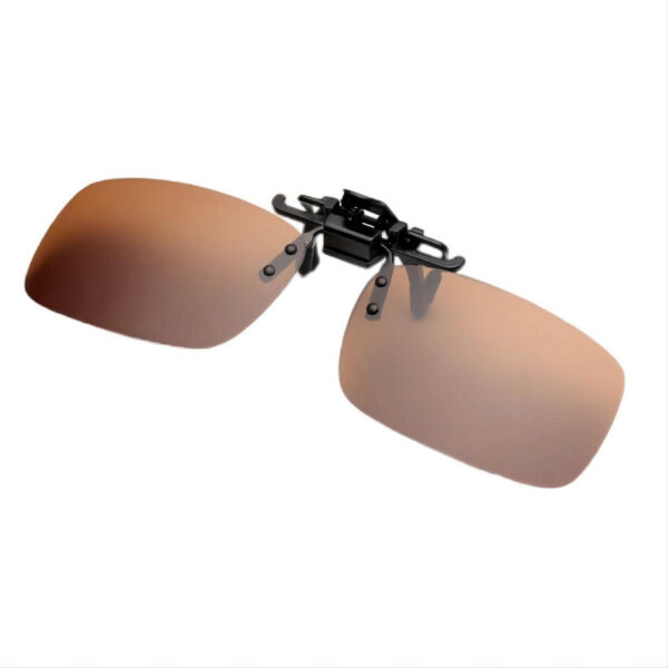 Brown Polarized Clip-On Rectangle Sunglasses For Prescription Glasses