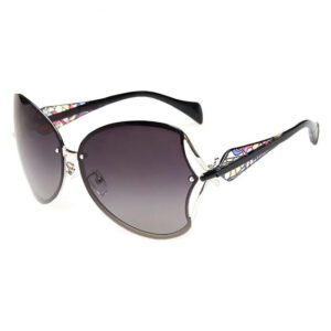 Butterfly Polarized Sunglasses Womens Metal Floral Black Frame