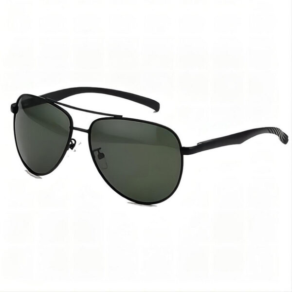 Classic Men's Pilot Sunglasses Black Alloy Frame Polarized Green Lens
