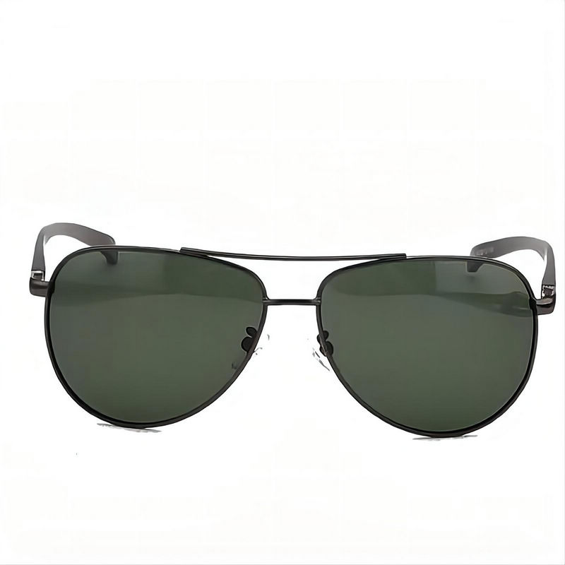 Classic Men's Pilot Sunglasses Gun Grey Alloy Frame Polarized Green