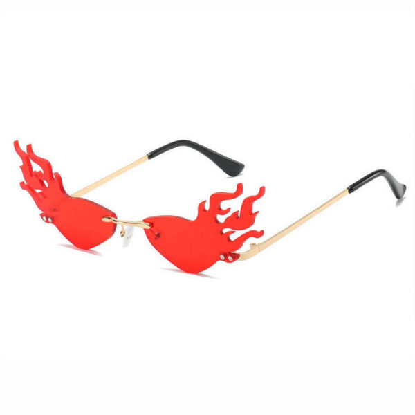 Flame Details Rimless Sunglasses Gold / Red Lens
