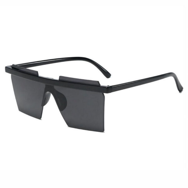 Flat Brow Semi-Rimless Shield Sunglasses Oversize Square-Shape