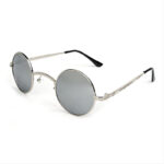 Goth Steampunk Lennon Sunglasses Small Metal Round Silver Frame Mirror Silver