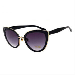 Gradient Cat Eye Sunglasses Black Frame Gold Tone Rim
