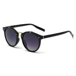 Gradient Round Frame Sunglasses with Gold Detailing