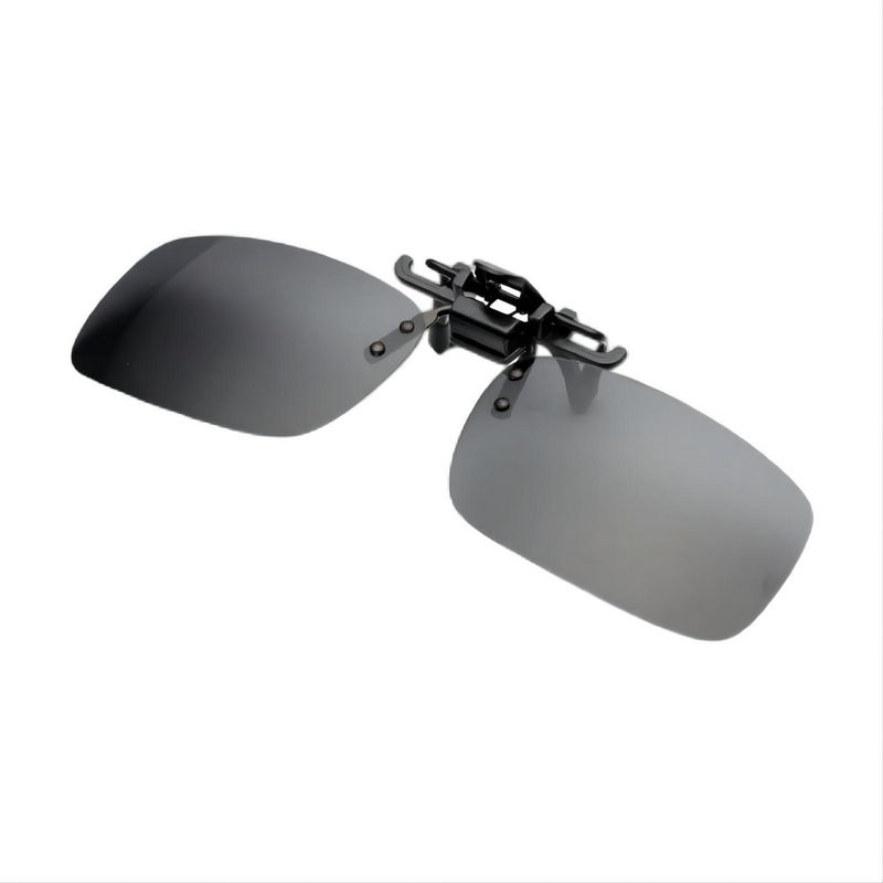 Gray Polarized Clip-On Rectangle Sunglasses For Prescription Glasses