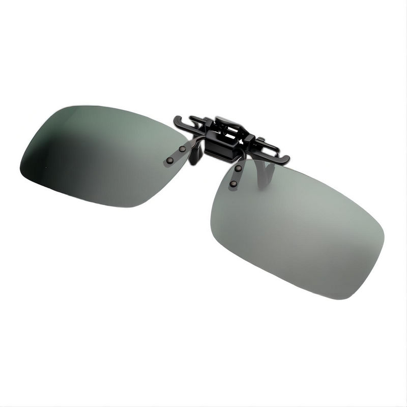 Green Polarized Clip-On Rectangle Sunglasses For Prescription Glasses