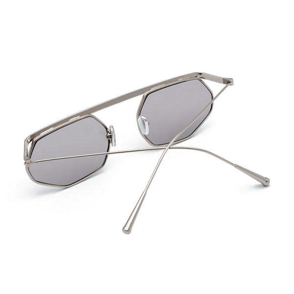 Hip Hop Punk Metallic Irregular Frame Octagonal Flat Top Sunglasses
