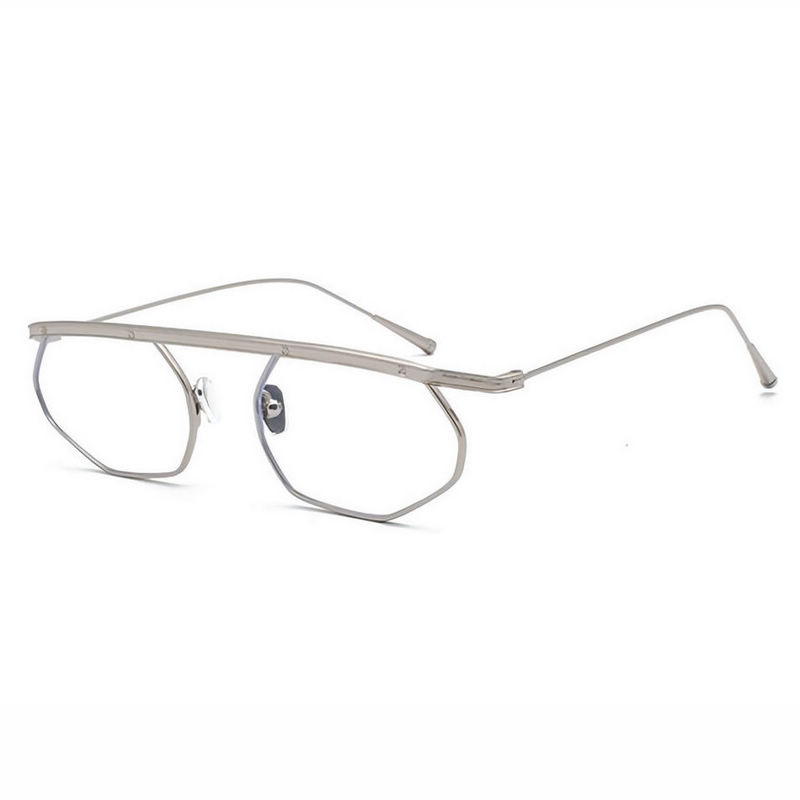 Hip Hop Stylish Metal Irregular Frame Octagonal Flat Top Glasses
