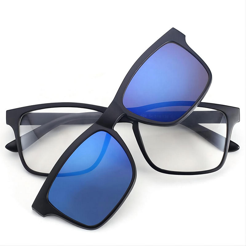Magnetic Clip-On Polarized Sunglasses Acetate Frame Blue