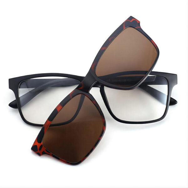 Magnetic Clip-On Polarized Sunglasses Acetate Frame Brown