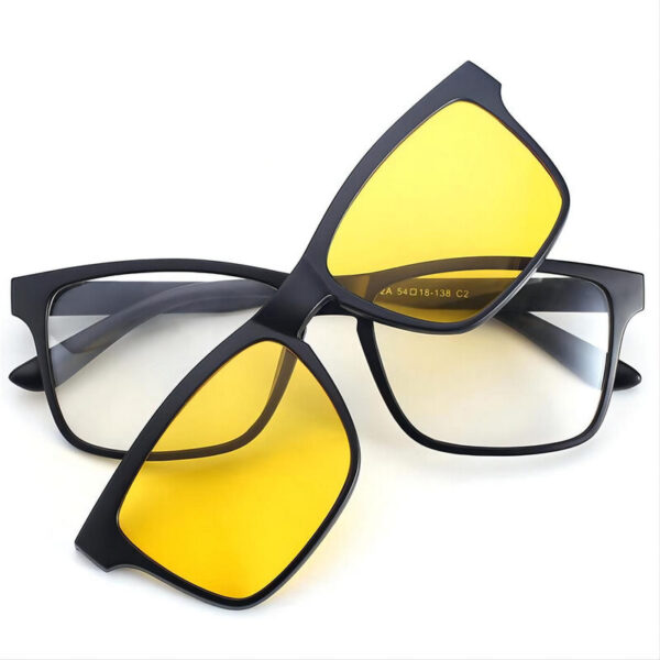 Magnetic Clip-On Polarized Sunglasses Acetate Frame Yellow