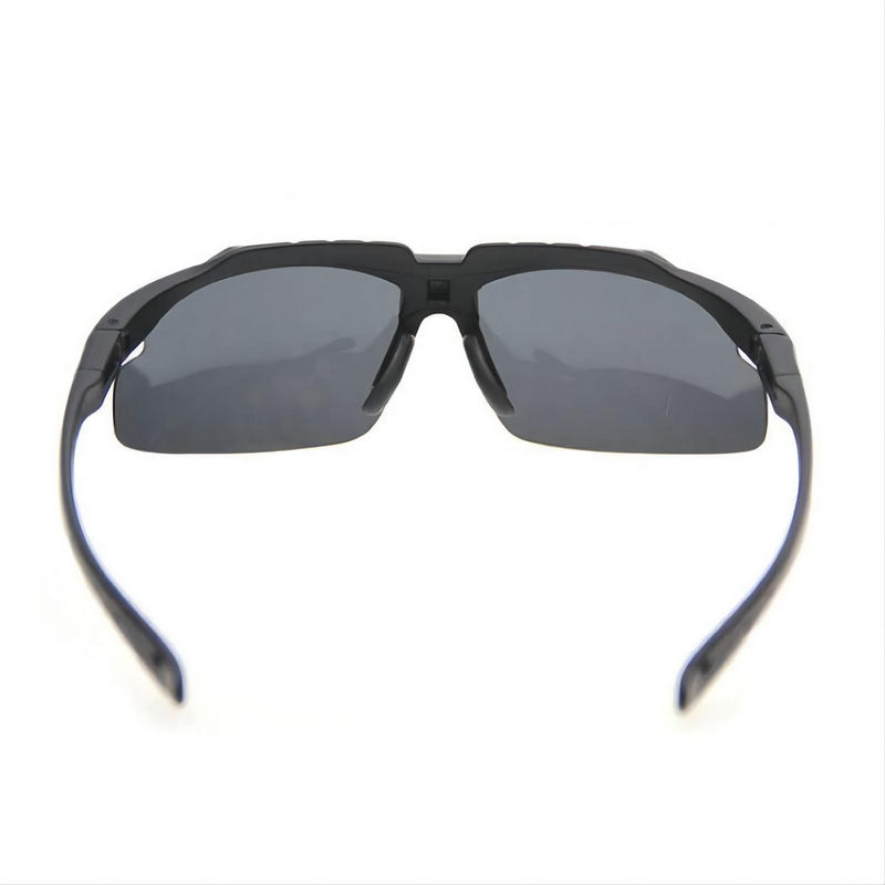 Matte-Black Semi-Rimless Cycling Sunglasses Back