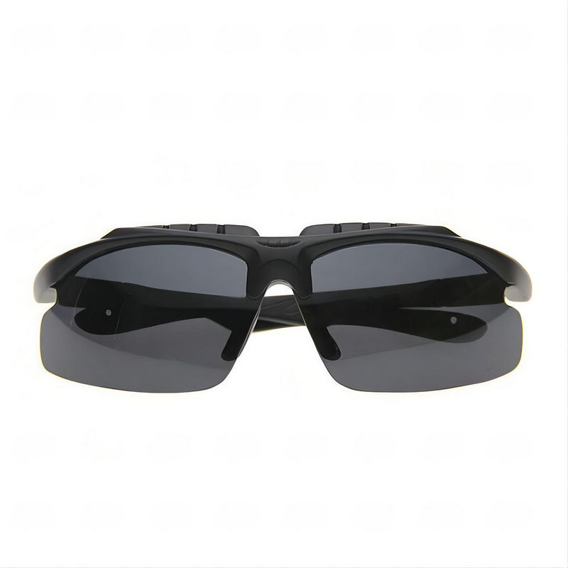 Matte-Black Semi-Rimless Cycling Sunglasses Front