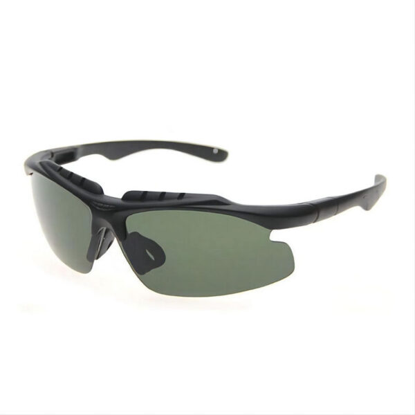 Matte-Black Semi-Rimless Cycling Sunglasses Polarized Green Lens
