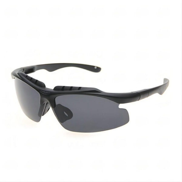 Matte-Black Semi-Rimless Cycling Sunglasses Polarized Grey Lens