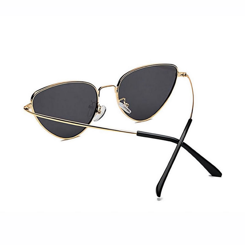 Metal Cat-Eye Shaped Sunglasses Gold-Tone Frame Grey Lens