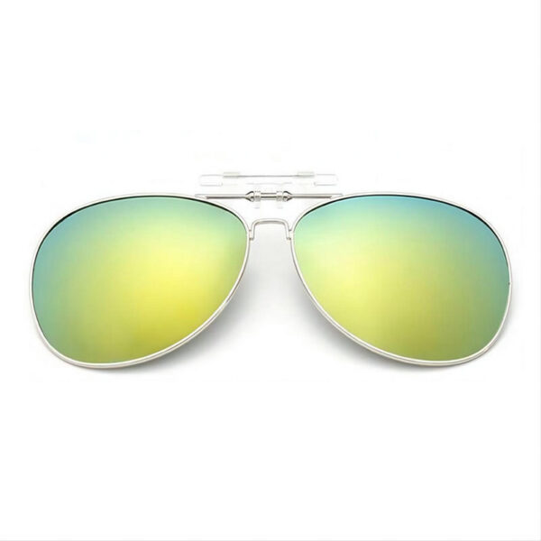 Mirror Green Yellow Polarized Lens Clip-On Sunglasses