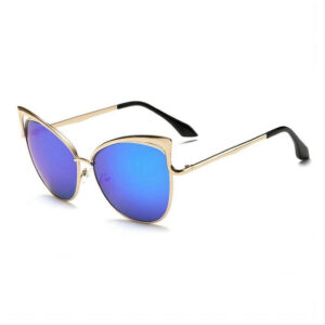 Mirrored Cat Eye Sunglasses Cutout Detailing Gold-Tone Frame