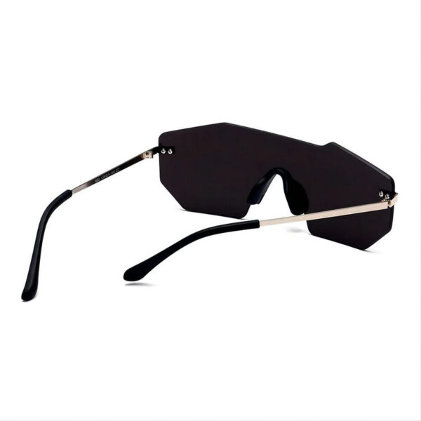 Mirrored Frameless Jagged-Browline Shield Sunglasses