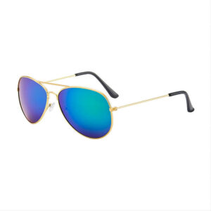 Mirrored Pilot Sunglasses Alloy Gold-Tone Frame Blue Lens