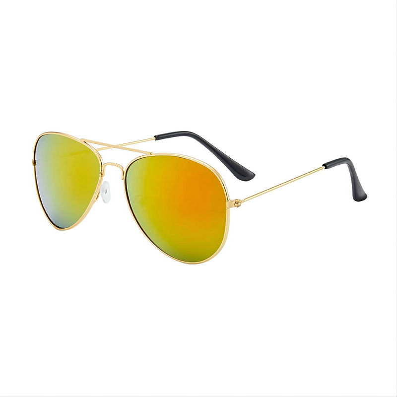 Mirrored Pilot Sunglasses Alloy Gold-Tone Frame Orange Lens