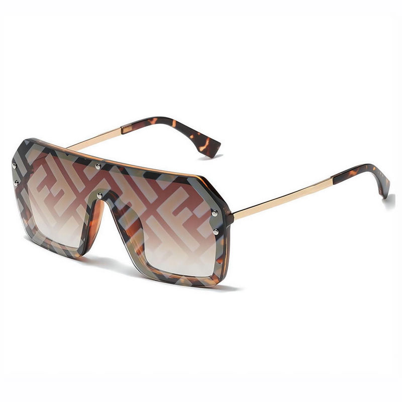 Monogram Oversized Shield Sunglasses Acetate & Gold-Tone Frame Gradient Brown Lens