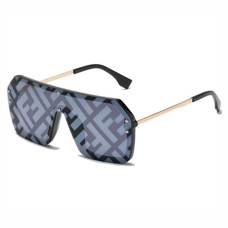 Monogram Oversized Shield Sunglasses Acetate & Gold-Tone Frame Grey Lens