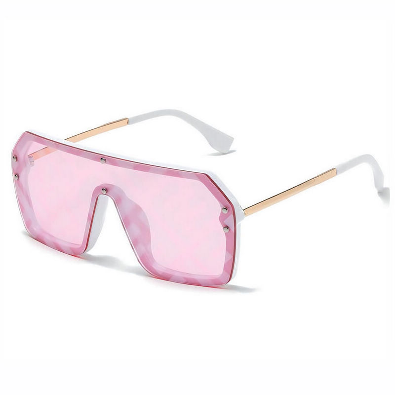 Monogram Oversized Shield Sunglasses Acetate & Gold-Tone Frame Pink Lens