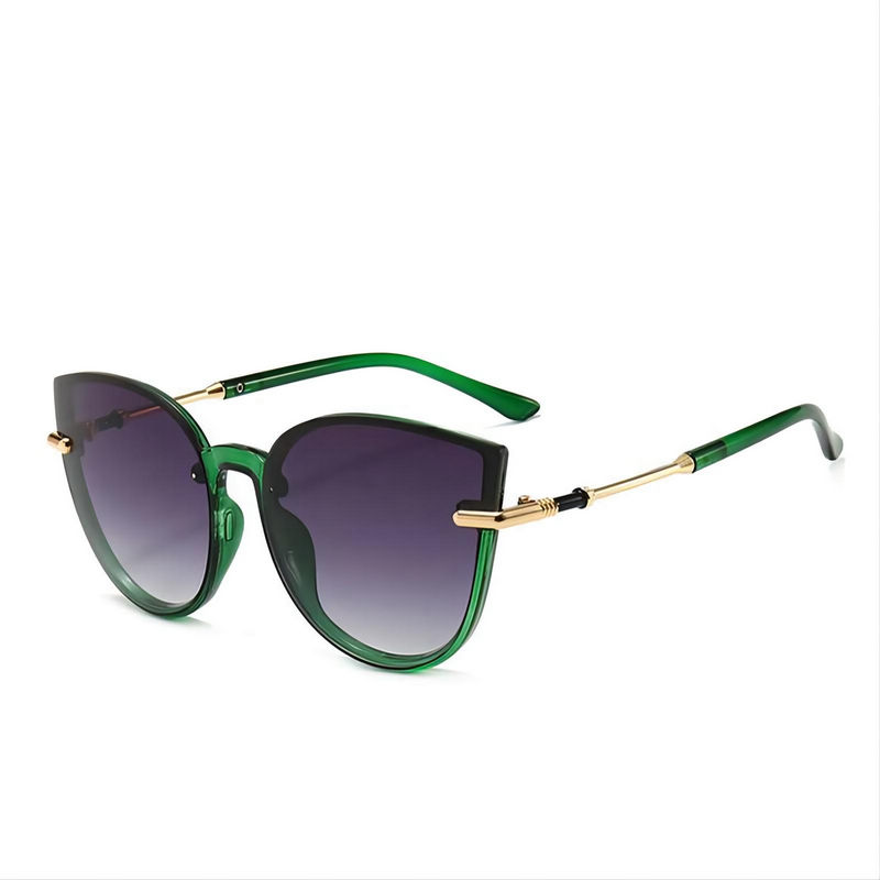 Oversized Cat-Eye Gradient Sunglasses Green Frame