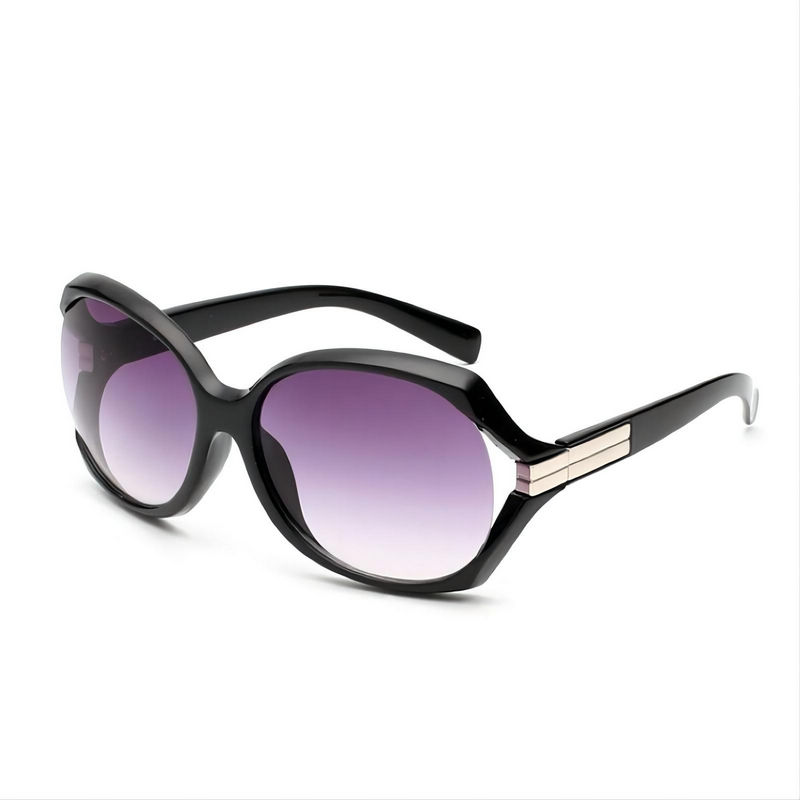 Oversized Sunglasses Womens Polished Black Acetate Frame Gradient Lens