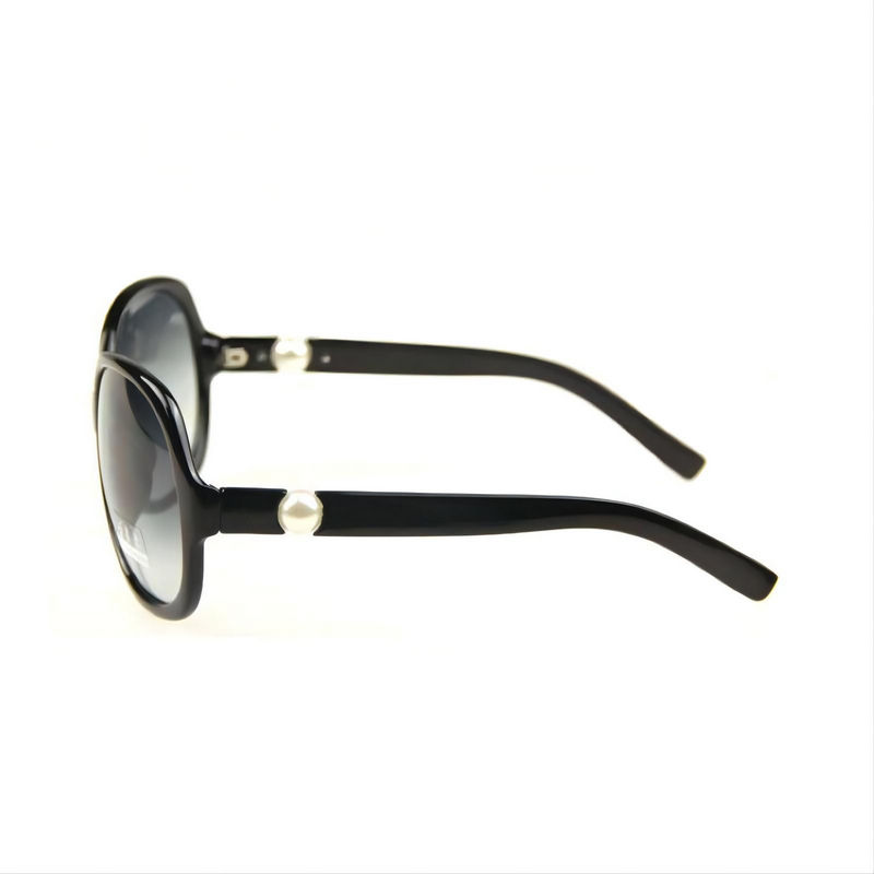 Polarized Butterfly Shaped Sunglasses Womens Oversized Black Frame Pearl Detail Temple