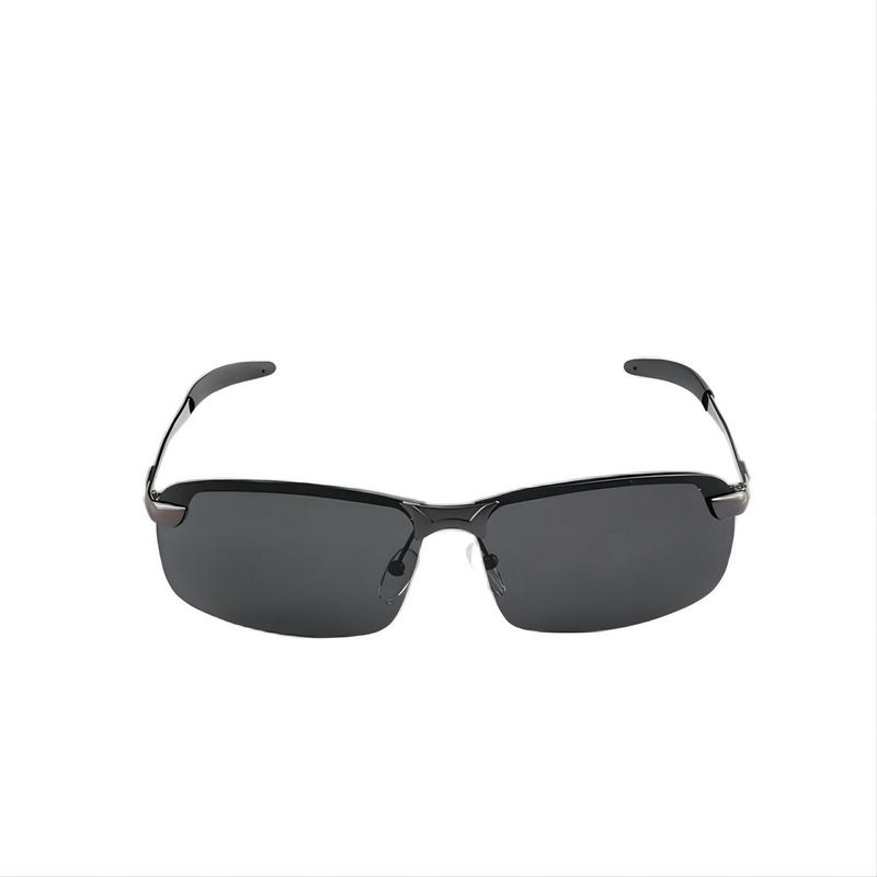 Polarized Frameless Sunglasses Mens Womens Gun Grey Temple Rectangle Polaroid Black Lens