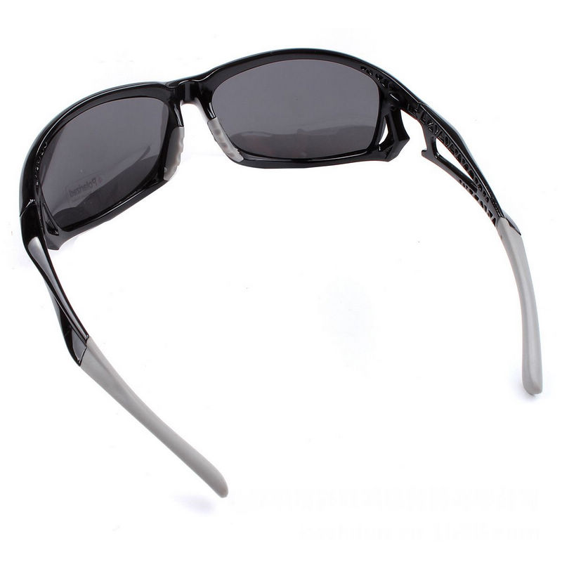 Polished Black Wrap-Around Cycling Polarized Sunglasses