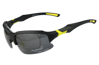 Professional Cycling Polarized Sunglasses Eyewear Mens Black Yellow Semi Rimless Frame Gray Lens