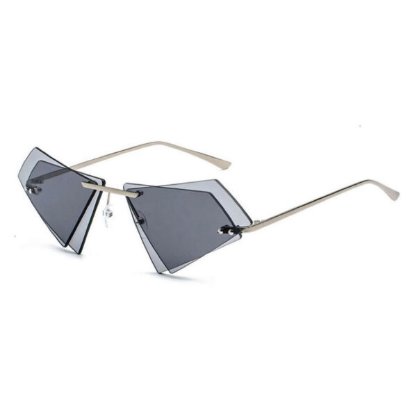 Rimless Cat-Eye Angular Sunglasses Geometric Double Lens