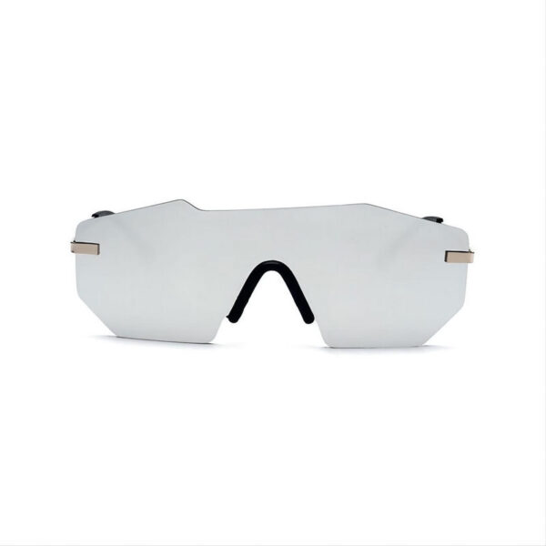 Rimless Jagged-Browline Shield Sunglasses Mirrored White