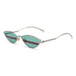 Small Two-Tone Cat-Eye Sunglasses Metal Frame