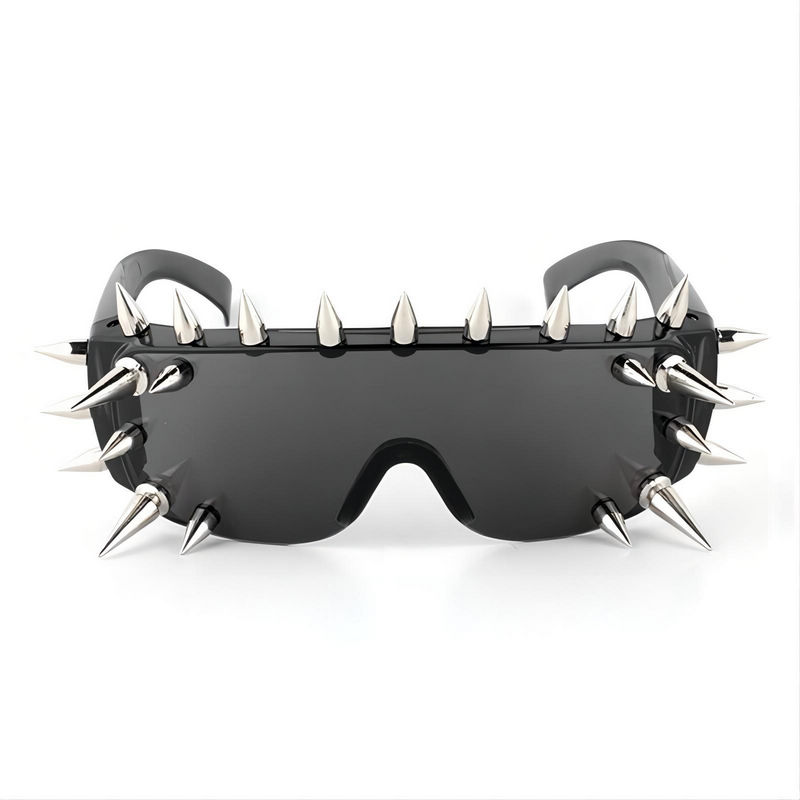 Spiked-Stud Rocker Shield Sunglasses Steampunk Wraparound Frame 25 Studs