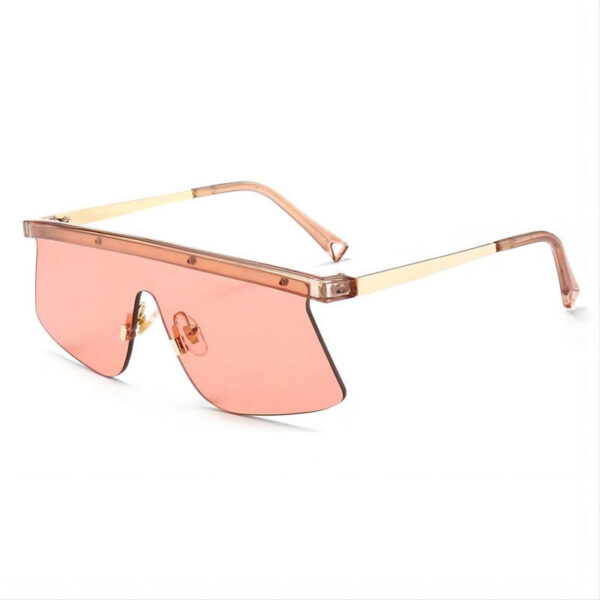 Transparent Orange Semi-Rimless Flat-Brow Shield Sunglasses