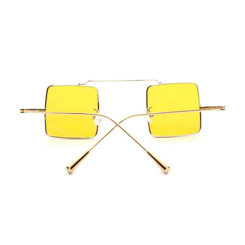Yellow Lens Small Square Wire Sunglasses