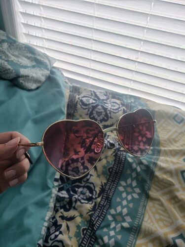 Transparent Lens Heart-Shaped Sunglasses Gold-Tone Frame photo review
