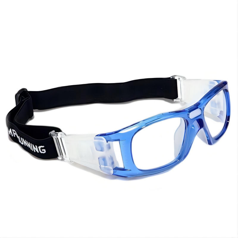 Basketball/Football/Soccer Safety Goggles Blue Wrap Frame Clear Lens