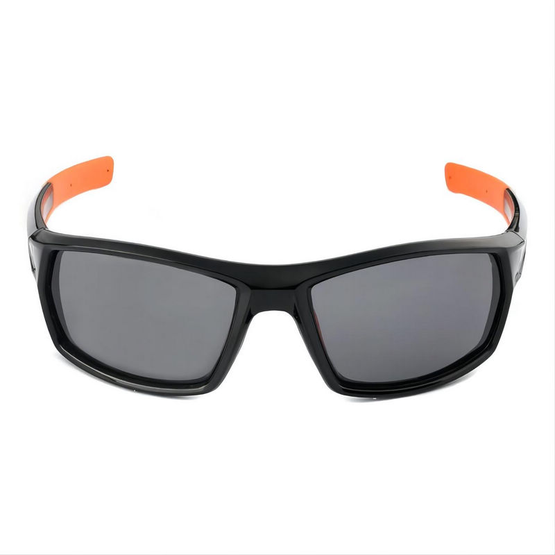 Camo Polarized Sports Sunglasses Wrap Frame Black Orange/Grey