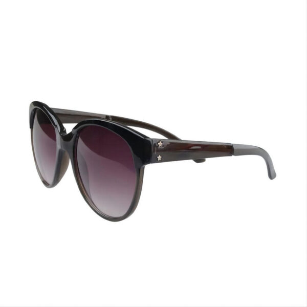 Cat-Eye Oversized Folding Sunglasses Polished Black Frame Gray Lens