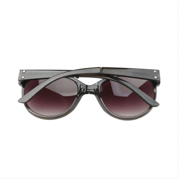 Cat-Eye Oversized Folding Sunglasses Polished Black/Gray