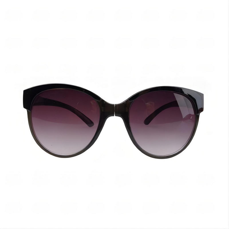 Cat-Eye Oversized Folding Sunglasses Polished Frame Gray Lens