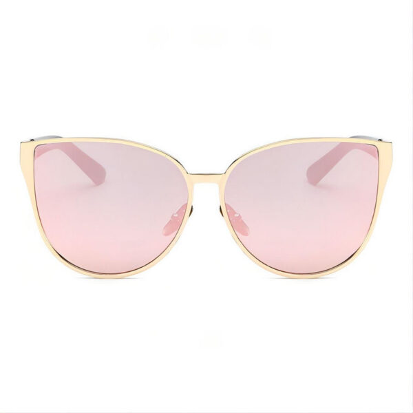 Celebrity Oversized Cat-Eye Metal Sunglasses Gold/Mirror Pink